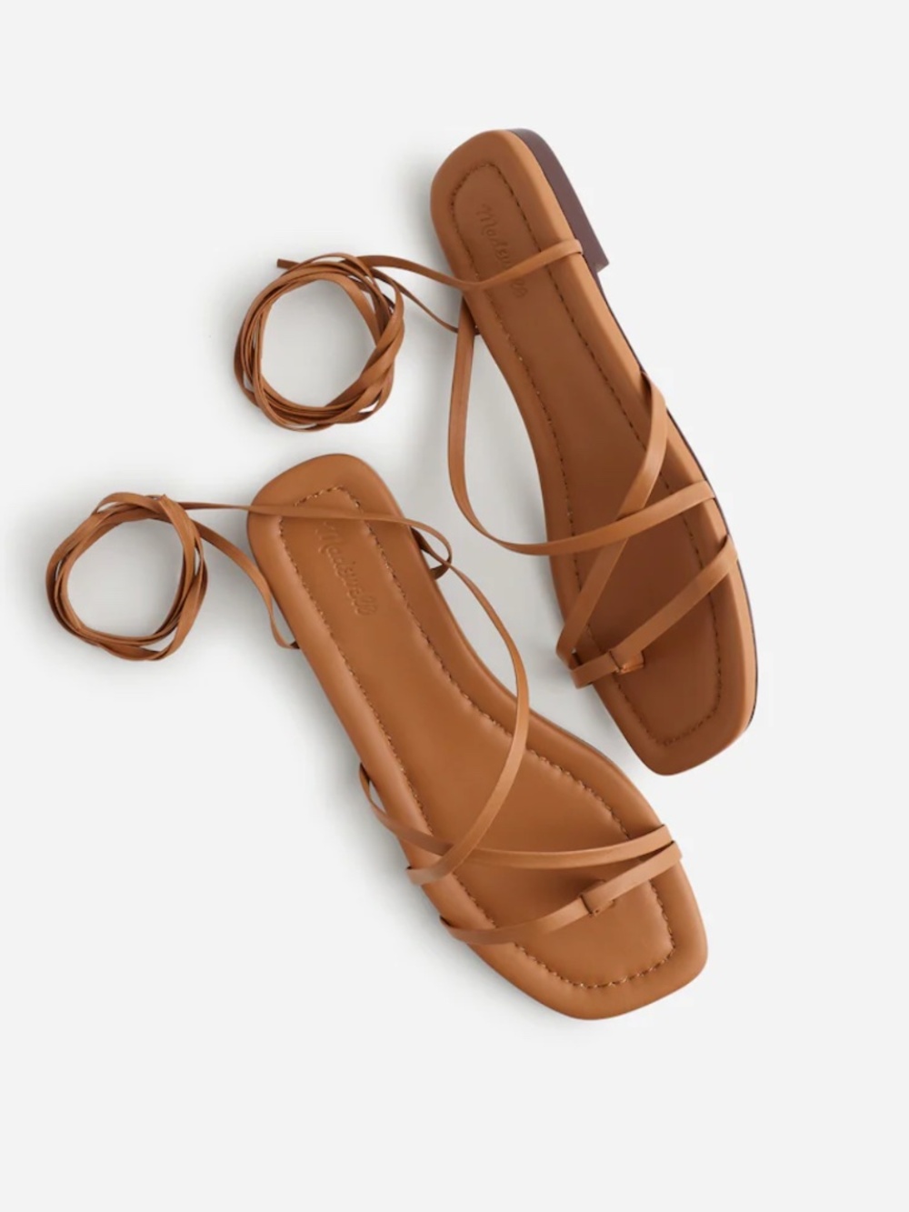 Madewell Carrie Lace Up Leather Sandals, Desert Camel, Sz 7.5 - Picture 2 of 8